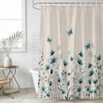 thumbnail image 4 of Turquoise Floral Butterfly Bathroom Shower Curtains with 12 Hooks Polyester Waterproof Shower Curtain for Stalls and Bathtubs Spring Rustic Botanical Beige Decorative Bathroom Curtain 36x72 Inches, 4 of 8