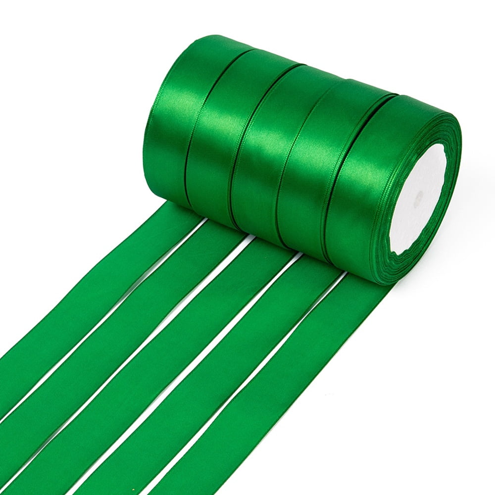Single Face Satin Ribbon Polyester Ribbon Green 1 inch(25mm) wide 25yards/roll(22.86m/roll) 5rolls/group 125yards/group(114.3m/group)