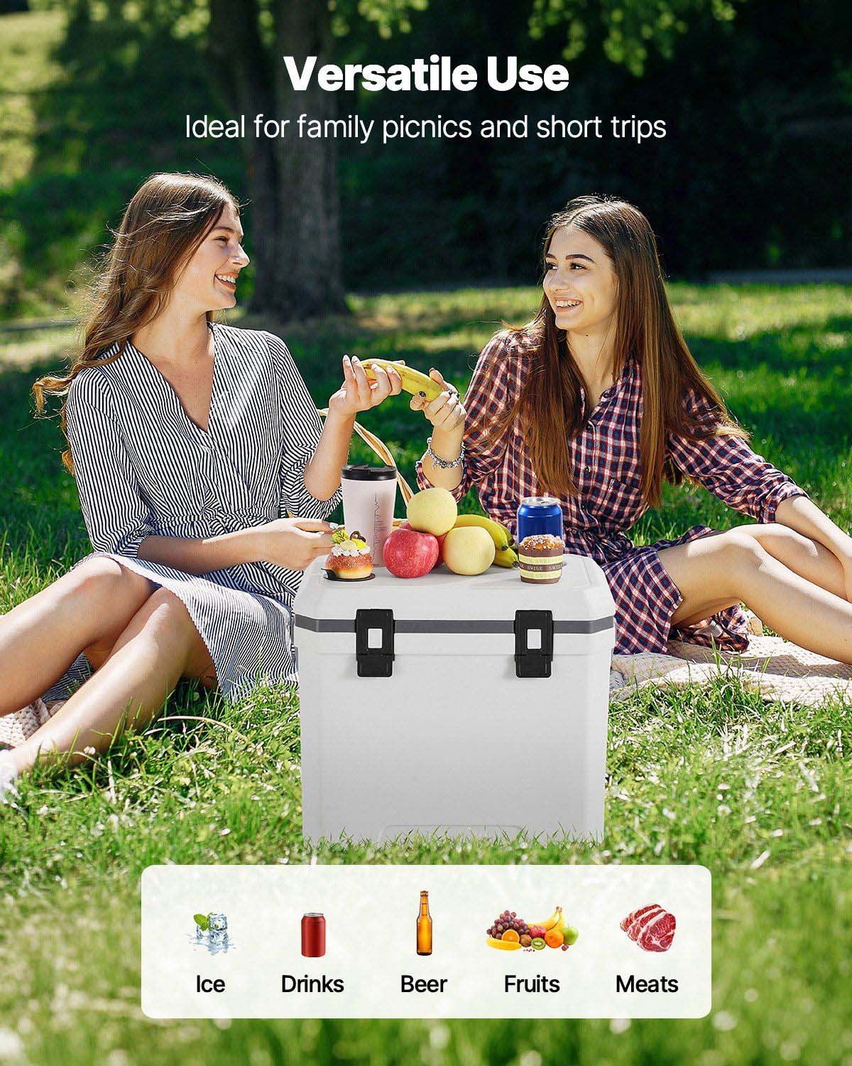 38 QT Portable Cooler, Insulated Hard Cooler with Cup Holders, 54 Can Capacity