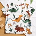 thumbnail image 3 of Rggeeun Baby Boys Clothes Sets Cute Colorful Dinosaur & Tree Pattern Short Sleeve Crew Neck Soft Top & Elastic Waist Loose Shorts for Summer Daily Wear Cool Set,White,4-5 Years, 3 of 5