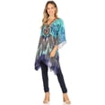 thumbnail image 5 of Sakkas Aymee Women's Caftan Poncho Cover up V neck Top Lace up With Rhinestone - ZB55-Blue - One Size Regular, 5 of 5