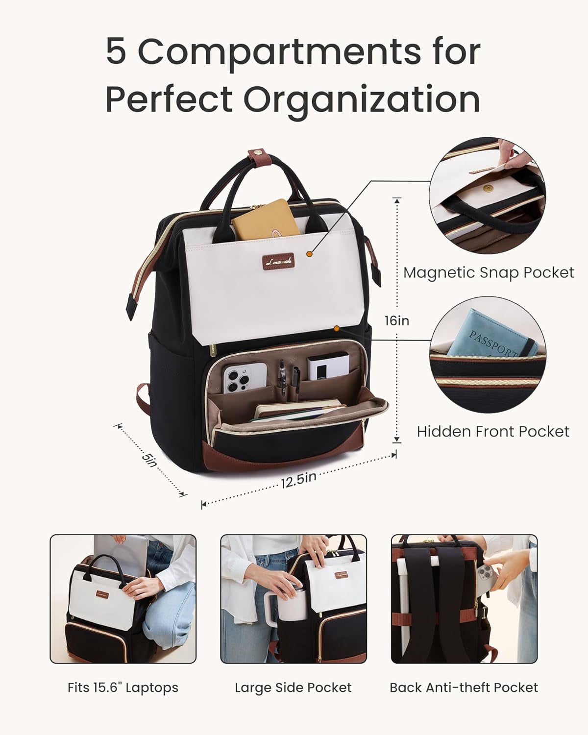 LOVEVOOK Laptop Backpack for Women with Giant Tumbler Holder Pocket, 15.6 inch Travel Work Backpack Purse for Nurse Teacher, Waterproof Bag College Bookbag Cute Casual Daypack