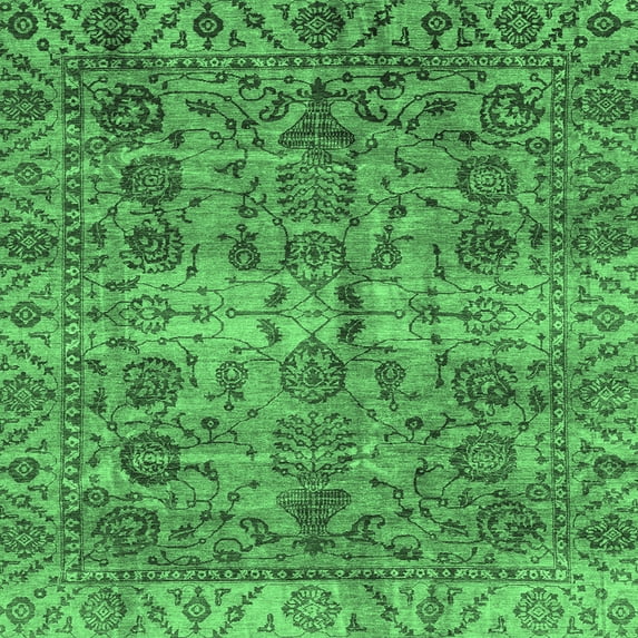 Ahgly Company Indoor Square Abstract Emerald Green Modern Area Rugs, 5' Square