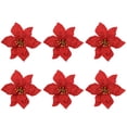 thumbnail image 1 of 6 piezas de pequeñas flores navideñas de doble capa, artificiales, simuladas, para decorar., 1 of 7