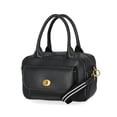 thumbnail image 2 of Free Assembly Women's Faux Leather Satchel Handbag, Black, 2 of 5