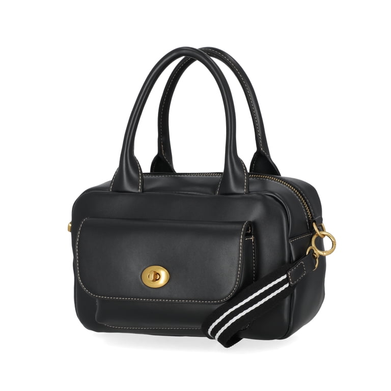 Free Assembly Women's Faux Leather Satchel, Black photo 2
