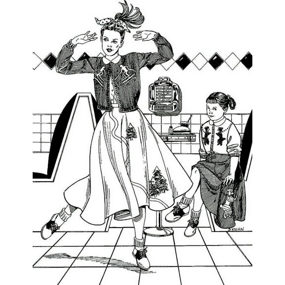 Folkwear At The Hop #256 Ladies & Girls Skirt Blouse 1950's Era Sewing Pattern & Knitted Sweater (Pattern Only) folkwear256