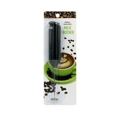 Gwen Studios 8.8" Black Stainless Steel Handheld Milk Frother, Battery-Operated Coffee Whisk for Lattes & Cappuccinos