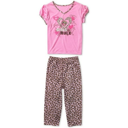 Faded Glory Girls Kitty Sleep Tee and Capri Pajama Pants