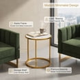 thumbnail image 6 of Resenkos 16 Inch Marble Top Round Side Table with Golden Metal Frame for Living Room Bedroom-Set of 2, Nightstand Small Side Table, End Table for Bedroom Living Room, 6 of 8
