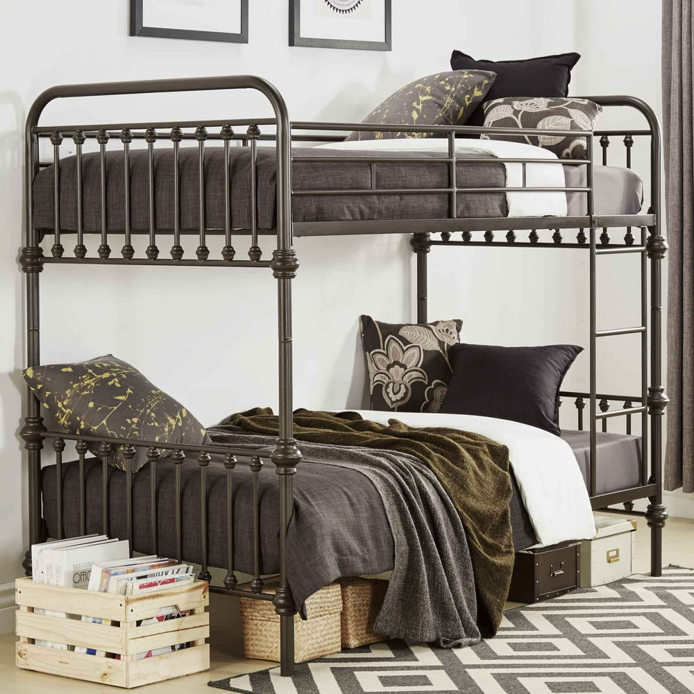 Weston Home Nottingham Twin Over Twin Metal Bunk Bed With Ladder
