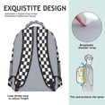 thumbnail image 3 of Black and White Checkered Backpack for School,Cute School Bag,Schoolbag with Adjustable Shoulder Straps & Padded Back,15.3"x11"x6.7", 3 of 4