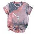 thumbnail image 3 of Camiseta con estampado de sol y luna para mujer, camiseta de manga corta con cuello redondo, camiseta informal divertida y bonita para chica adolescente OAVQHLG3B Store lin121212, 3 of 4