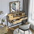 thumbnail image 4 of Heynemo Makeup Vanity with 3 Color Dimmable Lighted Hollywood Mirror, Vanity Table with 4 Drawers for Women Girls, Dressing Desk for Bedroom, Beauty Room, Brown, 4 of 10
