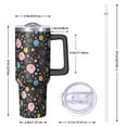 thumbnail image 2 of 40oz Pioneer Flower Floral Print Pattern Insulated Tumbler with Handle, BPA-Free Leak Proof Lid and Straws, Double Wall Vacuum, Hot 12h/Cold 34h, 2 of 6