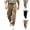 Khaki, variant on Mens Trendy Wide Leg Sweatpants Elastic Waist Loose Track Pants Lightweight Casual Outdoors Black XS