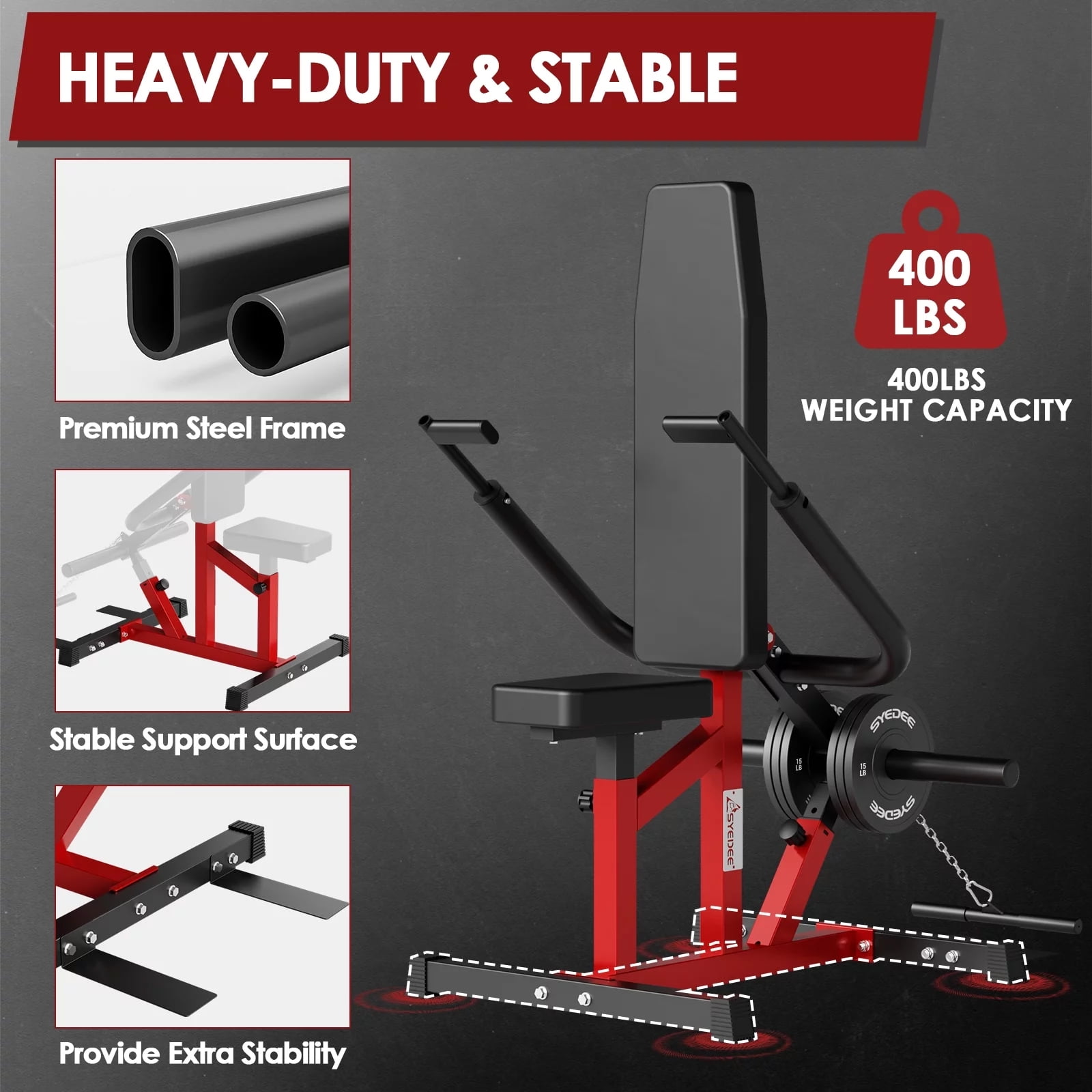 Syedee Seated Dip Machine with Max 400lbs Plate Loaded, Adjustable Tricep Press with Cable Bar for Biceps Chest Training