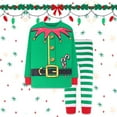thumbnail image 3 of Kids Matching Christmas Pajamas Elf Pajamas Long Sleeve Crew Neck Festival Party Sleepwear Boys Pajama Set 5-6 Years, 3 of 3