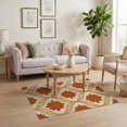 thumbnail image 3 of ODIKA 4'x6' Washable Area Rug Stain Resistant, Low Pile, Easy Care Retro Leaf Blossom Halloween Decor Symmetrical Border Textile Art for Dorm Room, Small Living, 3 of 7