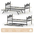 thumbnail image 3 of Twin Daybed with Pop-Up Trundle, Metal Frame with Stylish Headboard, Heavy Duty Steel Slats Platform, Convertible Sofa Bed for Living Room, Guest Room & Bedroom, Black, 3 of 8