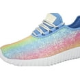 thumbnail image 3 of LUCKY STEP Fashion Glitter Sneakers for Womens/Girls Silp On Running Shoes Lightweigt Tennis Walking Sneakers(Rainbow Blue,10B(M)US), 3 of 7