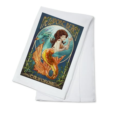 Newport Beach, California - Mermaid - Lantern Press Poster (100% Cotton Kitchen