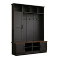 thumbnail image 3 of 3-in-1 Hall Tree,Home Entryway Coat Rack With Storage Bench, 6 Coat Hooks, 1 Door And Top Open Storage Shelves For Hallway Entryway Mudroom Bedroom, 3 of 8