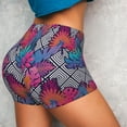 thumbnail image 4 of Kdxio Tropical Leaves Print Workout Shorts for Women Seamless Soft Smooth Gym Yoga Scrunch Active Shorts, 4 of 9