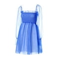 thumbnail image 4 of Female Casual Dress  Summer Solid Color Square Neck Long See-Through Sleeve One-Piece  S/M/L/XL, 4 of 5