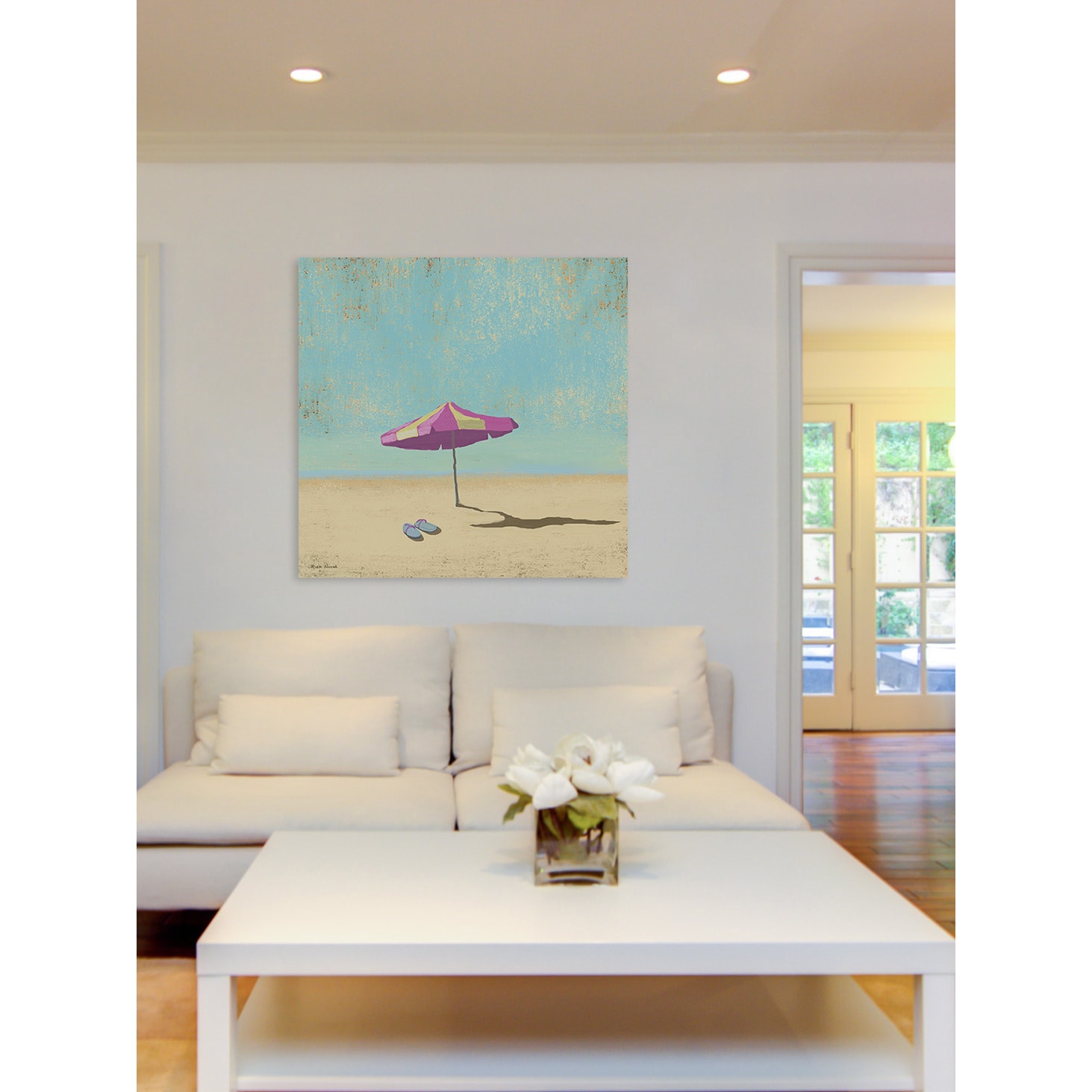 Marmont Hill "Pink Umbrella" by Rick Novak Painting Print on Wrapped Canvas