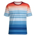 thumbnail image 5 of Colorful Gradient Stripes Womens Tops Women's Fashion Casual Short Sleeve Flower Print Round Neck Pullover Top Blouse, 5 of 6