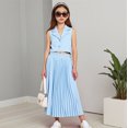 thumbnail image 5 of KyCheLot Little Girls Outfit Summer Casual V Neck Sleeveless Crop Vest Flowy Pleated Midi Skirts Set for 2-8 Years, 5 of 6