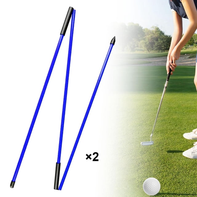 DYNWAVECA 2 Pieces Golf Alignment Sticks with Storage Tube Direction Indicator Putter Teaching Golf Direction Stick for Putting Posture Blue
