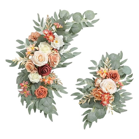 Wedding Arch Flowers Handmade Faux Flower Swag for Front Door Home Backdrop Style E