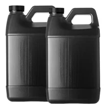 Plastic 1 Gallon Jug, F-Style, 38/400, Black, HDPE, Jug w/ HIS Child Proof Cap (128oz) 2 Pack