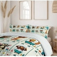 thumbnail image 4 of Ambesonne Animal World Duvet Cover Set, Funny Monkey Elephant, King, Teal Burnt Orange Ivory, 4 of 6