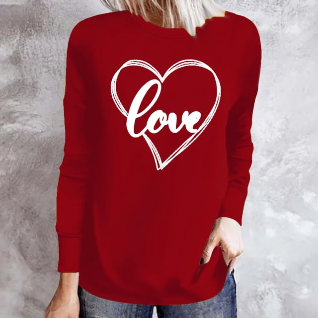 BVOFAR Chemises à Manches Longues pour Femmes, Imprimé Patte de Chien Cœur d'Amour Mignon, Blouses Décontractées Col Rond 2025