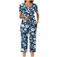 thumbnail image 2 of Blusas de Manga Corta para las Mujeres Casual Cuello Redondo, Pantalones de Moda Traje de Pijamas para Uso Diario Y Casero, 2 of 6