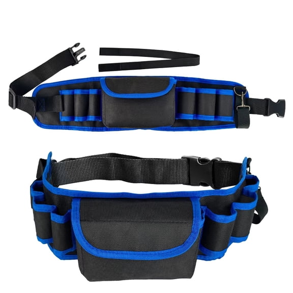 Wallpaper Tool Waist Bag, Decoration & Hardware, Electrical, Woodworking, Repair Utility Belt - with Multiple Tool Pockets, Adjustable Waist Strap, Durable Blue - for DIYers, Decorators, Electricians