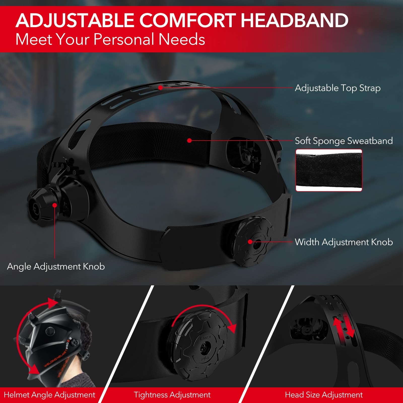 Welding Hood Auto Darkening Welding Helmet with Light True Color 1/1/1/2 Top Optical Clarity Wide Shade 9-13 Welding Mask with Grinding Weld Helmet