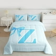 thumbnail image 3 of Manfei Letter Z Monogrammed Queen Comforter Set,Cute Cartoon Bowtie Bedding Sets,Blue Bow Tie Bedding Comforter Set For Girls Kids,Microfiber Room Decorative Reversible,3 Pieces, 3 of 9