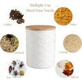 thumbnail image 2 of Ceramic Canisters Sets for Kitchen Countertop, Relief Food Storage Jar with Bamboo Lid, Stackable Container for Flour, Coffee, Pasta, Cereal, Tea, Cookies, Sugar, Spices, Pack of 4 (White), 2 of 7