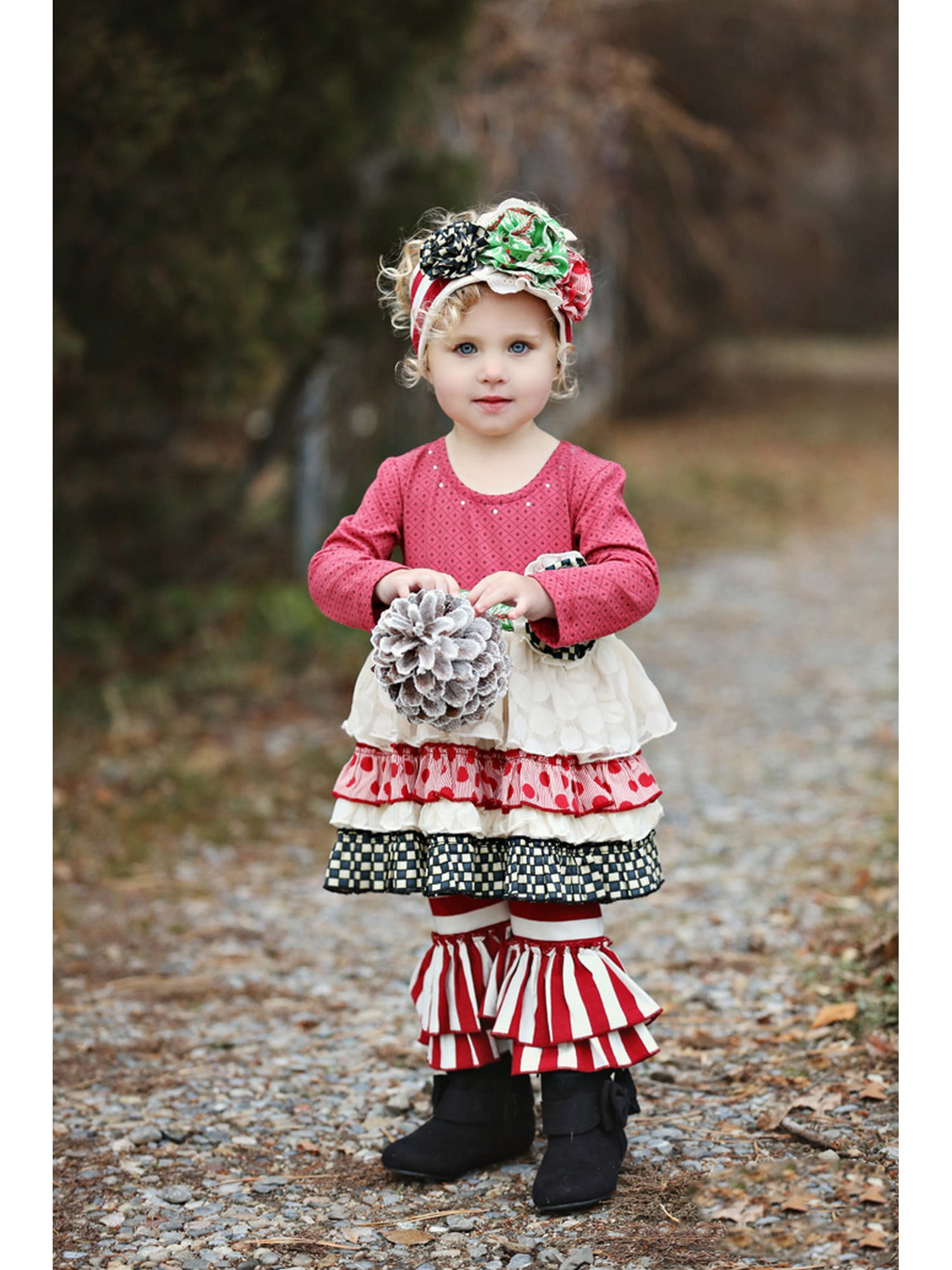 Mustard Pie Mustard Pie Baby Girls Mystic Evergreen Stripe Lily Tunic