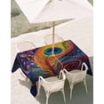 thumbnail image 3 of 60x120 Inch Outdoor Tablecloth with Umbrella Hole Zipper Rectangle Colorful Peacock Feathers Rectangular Tablecloths Outside Waterproof Abstract Modern Watercolor Art Patio Table Cover for Picnic, 3 of 8