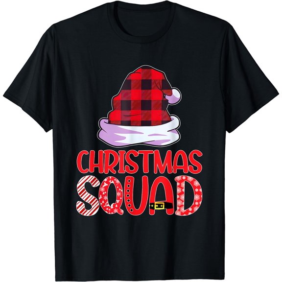 Christmas Squad Family Group Matching Shirts Red Plaid Santa T-Shirt