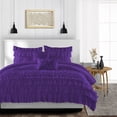 thumbnail image 1 of Super King Comforter Multi Ruffle Purple Luxurious Collection Microfiber Fill Duvet Insert Box Stiched Quilted Fluffy Soft All Season Comforter with Pillowcases & Premium Piping, 1 of 5