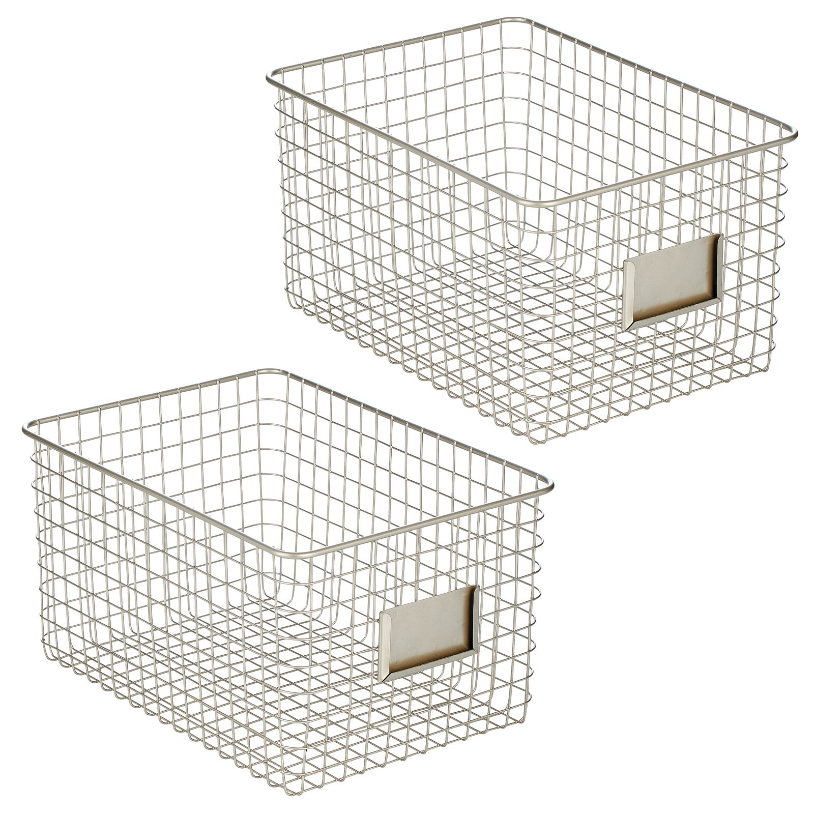 mDesign Large Metal Farmhouse Storage Organizer Bin Baskets with Label