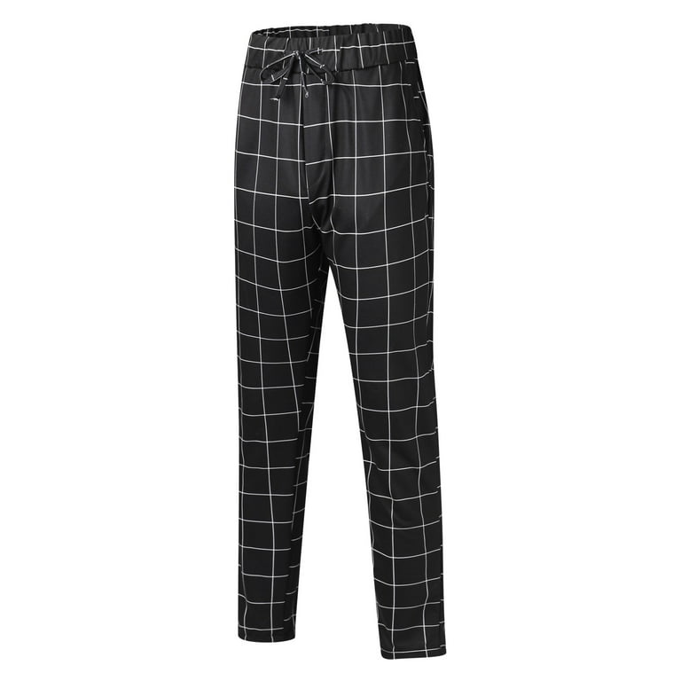 Black and white grid trousers clearance