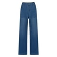 thumbnail image 5 of Idoravan Wide Leg Jeans Women High Waisted Women's Casual Large Pocket High Waist Versatile Straight Tube Loose Wide Leg Denim Pants, 5 of 7