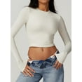 thumbnail image 5 of Women's Inbarely Soft Long Sleeve Tops Crew Neck Slim Fit Basic Casual Going Out Tees Shirts, 5 of 6